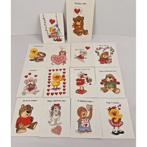 VTG 90s Suzy's Zoo Valentine's Day Greeting Cards (14) Unused w/ Envelopes